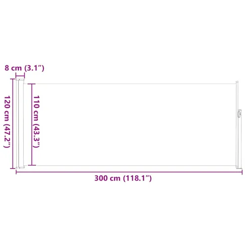 Uvlačiva bočna tenda 117x314 cm siva - Siva 117 x 300 cm 1 Siva Cijena