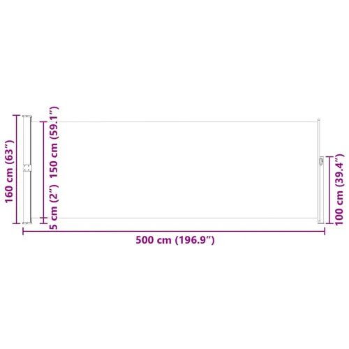Uvlačiva bočna tenda 160 x 514 cm crna - Crna 160 x 500 cm Cijena
