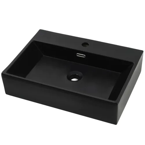 Lavabo - Umivaonik s otvorom za slavinu keramički crni 76 x 42,5 x 14,5  cm  - Crna 76 x 42.5 x 14.5 cm Crna 76 x 42.5 x 14.5 cm Cijena