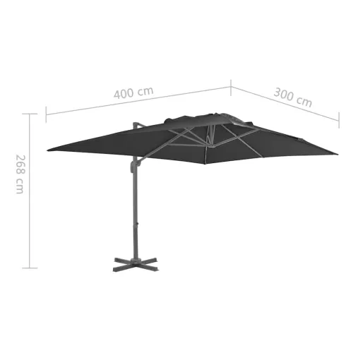 Konzolni vrtni suncobran s aluminijskom šipkom 400x300 cm antracit boje - Antracit 400 x 300 cm Cijena