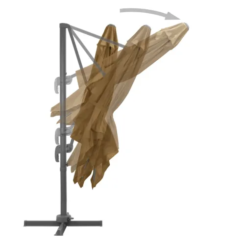 Konzolni vrtni suncobran i aluminijski stup 300x300cm smeđesivi - Sivo-smeđa 300 x 300 cm Cijena