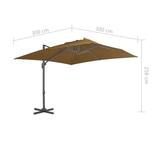 Konzolni vrtni suncobran i aluminijski stup 300x300cm smeđesivi - Sivo-smeđa 300 x 300 cm Cijena
