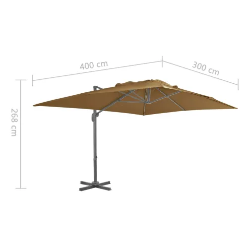 Konzolni vrtni suncobran s aluminijskom šipkom 400x300 cm taupe - Sivo-smeđa 400 x 300 cm Cijena