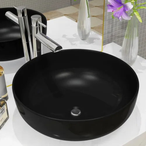 Keramički okrugli Lavabo - Umivaonik 41,5 x 13,5 cm crni - Crna Crna Cijena