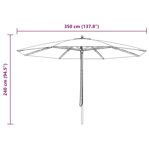 Vrtni suncobran s drvenom šipkom 350 cm bež - Sivo-smeđa 1 Cijena