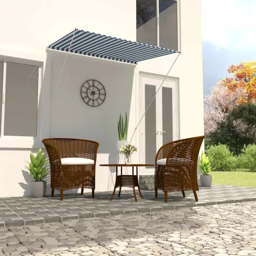 Tenda na uvlačenje 150 x 150 cm plavo-bijela - Plava i bijela 150 x 150 cm Cijena