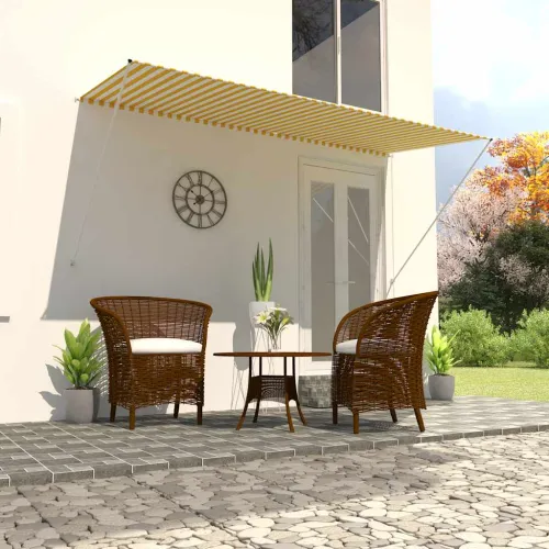 Tenda na uvlačenje 300 x 150 cm žuto-bijela - Žuta i bijela 300 x 150 cm Cijena