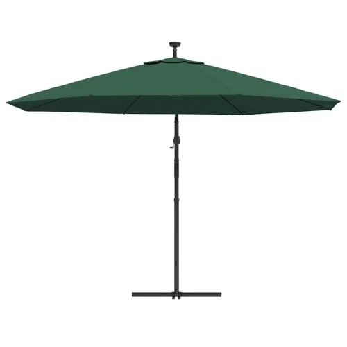 Konzolni vrtni suncobran LED s metalnim stupom 350 cm zeleni - Zelena 350 cm Cijena