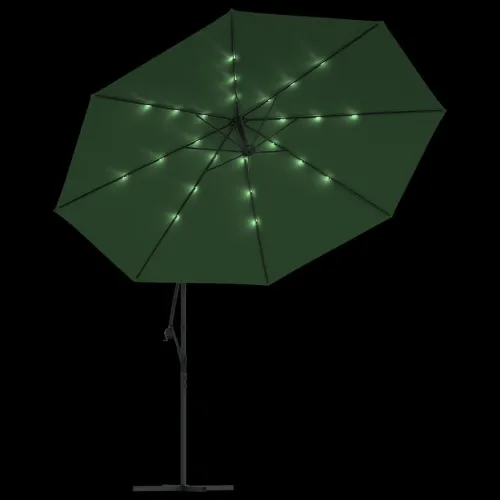 Konzolni vrtni suncobran LED s metalnim stupom 350 cm zeleni - Zelena 350 cm Cijena