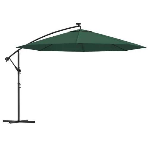 Konzolni vrtni suncobran LED s metalnim stupom 350 cm zeleni - Zelena 350 cm Cijena