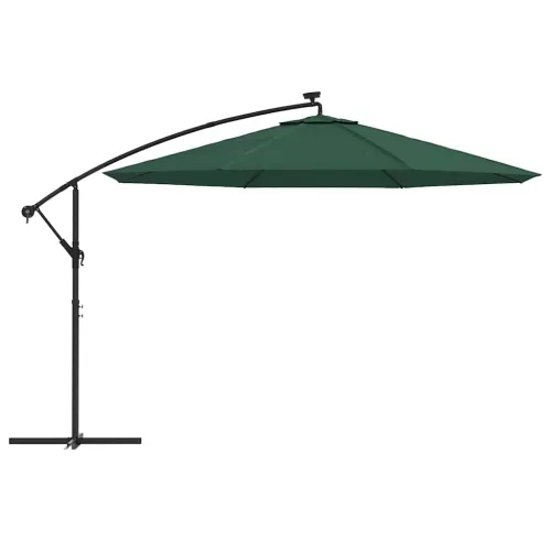 Konzolni vrtni suncobran LED s metalnim stupom 350 cm zeleni - Zelena 350 cm Cijena