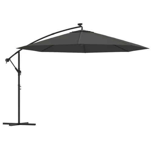 Konzolni vrtni suncobran LED s metalnim stupom 350 cm antracit - Antracit 350 cm Cijena
