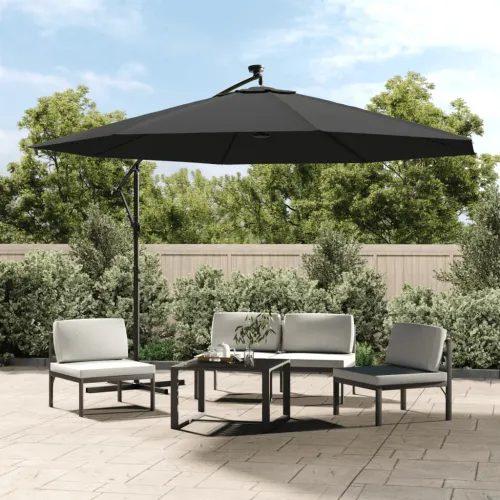 Konzolni vrtni suncobran LED s metalnim stupom 350 cm antracit - Antracit 350 cm Cijena