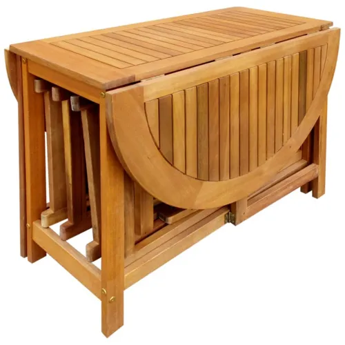 5-dijelni sklopivi vrtni blagovaonski set masivno bagremovo drvo - Stol 130 cm + 4 x stolica Cijena