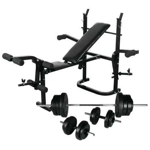 Klupa za dizanje utega sa stalkom i setom utega 60,5 kg - 60.5 kg Cijena