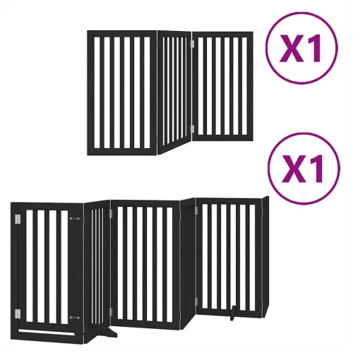 Vrata za pse s vratašcima 9 panela sklopiva 450 cm drvo topole - Crna 50 x 90 x 2 cm 9 Cijena