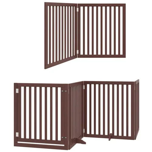 Vrata za pse s vratašcima 12 panela sklopiva 960 cm drvo topole - Smeđa 80 x 90 x 2 cm 12 Cijena