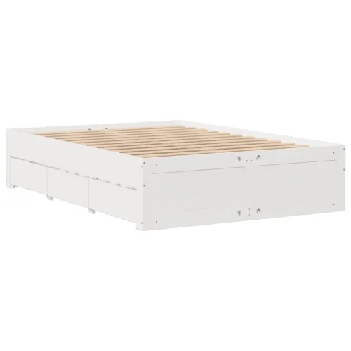 Krevet s regalom z knjige bez madraca bijeli 150x200cm borovina - Bijela 150 x 200 cm Cijena