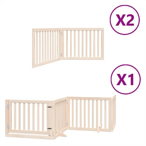 Vrata za pse s vratašcima 8 panela sklopiva 640 cm drvo topole - Prirodna 80 x 60 x 2 cm 8 Prirodna Cijena
