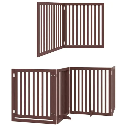 Vrata za pse s vratašcima 6 panela sklopiva 480 cm drvo topole - Smeđa 80 x 90 x 2 cm 6 Cijena