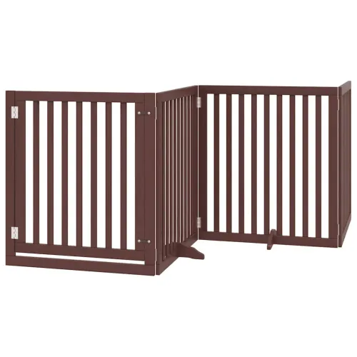 Vrata za pse s vratašcima 6 panela sklopiva 480 cm drvo topole - Smeđa 80 x 90 x 2 cm 6 Cijena