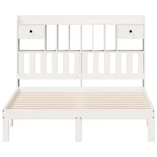 Krevet s regalom z knjige bez madraca bijeli 140x190cm borovina - Bijela 140 x 190 cm Cijena