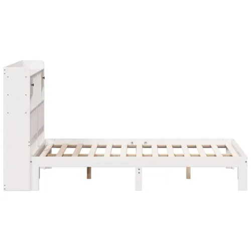 Krevet s regalom z knjige bez madraca bijeli 150x200cm borovina - Bijela 150 x 200 cm Cijena