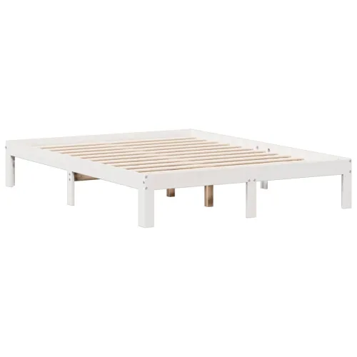 Krevet s regalom z knjige bez madraca bijeli 150x200cm borovina - Bijela 150 x 200 cm Cijena