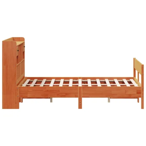 Krevet s regalom za knjige bez madraca 135 x 190 cm od borovine - Voštano smeđa 135 x 190 cm Cijena