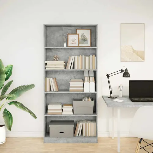 Regal za knjige siva boja betona 80x24x176 cm konstruirano drvo - Beton siva 1 176 cm 80 cm Cijena