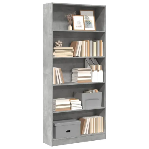 Regal za knjige siva boja betona 80x24x176 cm konstruirano drvo - Beton siva 1 176 cm 80 cm Cijena