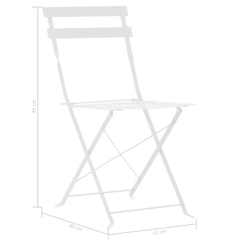 3-dijelni bistro set čelični bijeli - Bijela Cijena