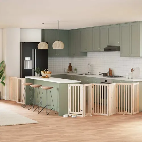 Vrata za pse s vratašcima 9 panela sklopiva 450 cm drvo topole - Prirodna 50 x 90 x 2 cm 9 Prirodna Cijena