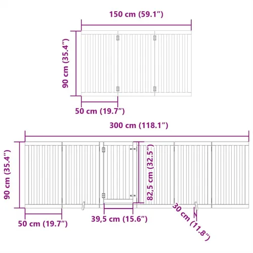Vrata za pse s vratašcima 9 panela sklopiva 450 cm drvo topole - Prirodna 50 x 90 x 2 cm 9 Cijena