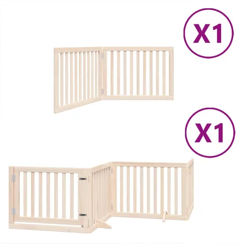 Vrata za pse s vratašcima 6 panela sklopiva 480 cm drvo topole - Prirodna 80 x 60 x 2 cm 6 Prirodna Cijena