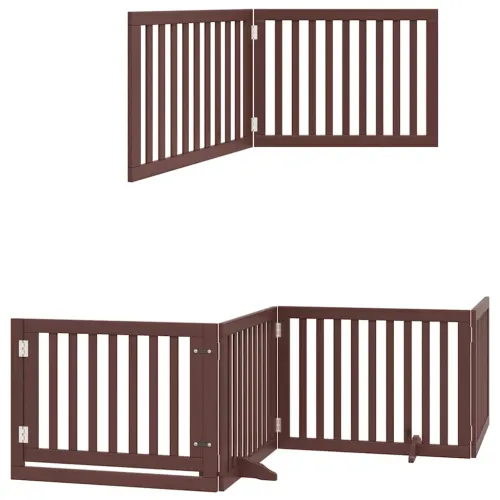Vrata za pse s vratašcima 12 panela sklopiva 960 cm drvo topole - Smeđa 80 x 60 x 2 cm 12 Cijena