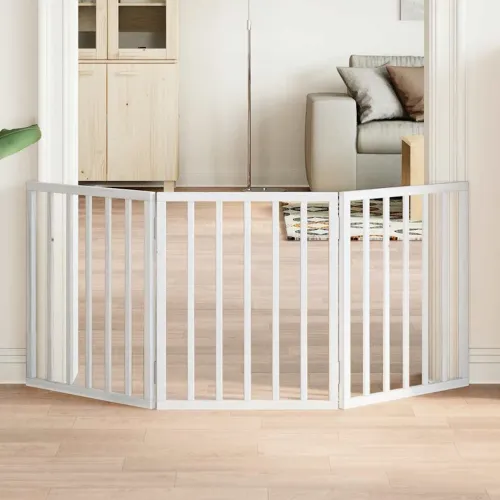 Vrata za pse s 3 panela sklopiva bijela 150 cm od drva topole - Bijela 50 x 60 x 2 cm 3 Bijela Cijena