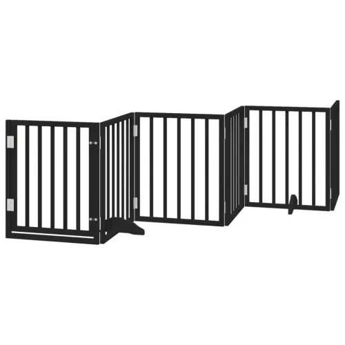 Vrata za pse s vratašcima 6 panela sklopiva 300 cm drvo topole - Crna 50 x 60 x 2 cm 6 Crna Cijena