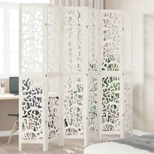 Paravan - Sobna pregrada s 6 panela bijela od masivnog drva paulovnije - 40 x 220 cm 1 6 40 x 220 cm Cijena