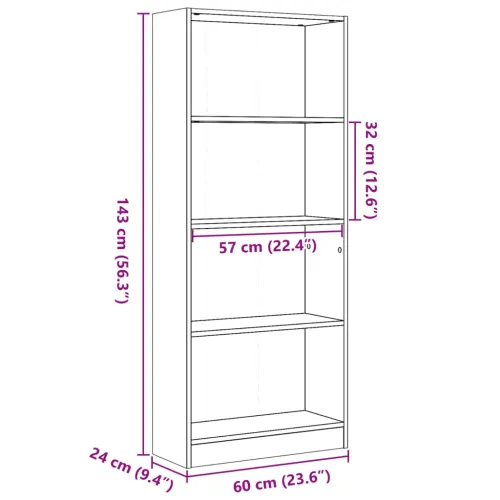 Regal za knjige boja betona 60x24x143 cm konstruirano drvo - Beton siva 1 143 cm 60 cm Cijena