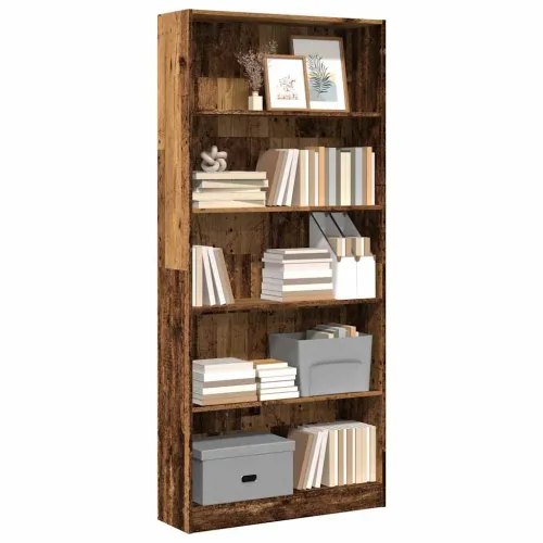 Regal za knjige boja starog drva 80x24x176 cm drveni - Staro drvo 1 176 cm 80 cm Cijena