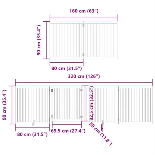 Vrata za pse s vratašcima 6 panela sklopiva 480 cm drvo topole - Prirodna 80 x 90 x 2 cm 6 Cijena