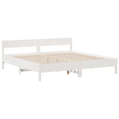Krevet s regalom z knjige bez madraca bijeli 180x200cm borovina - Bijela 180 x 200 cm Cijena