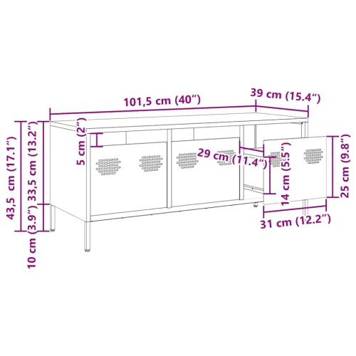 TV ormarić crni 101,5x39x43,5 cm hladno valjani čelik - Crna 1 101.5 cm Cijena