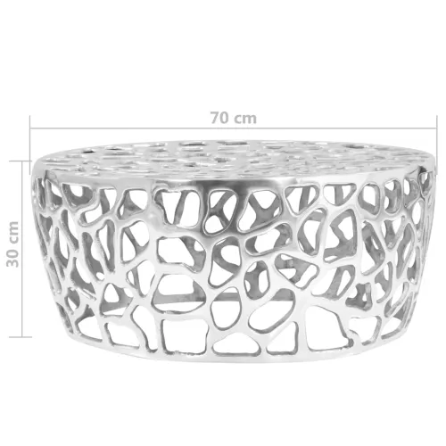 Stolić za kavu od lijevanog aluminija 70 x 30 cm srebrni - 70 x 30 cm Cijena
