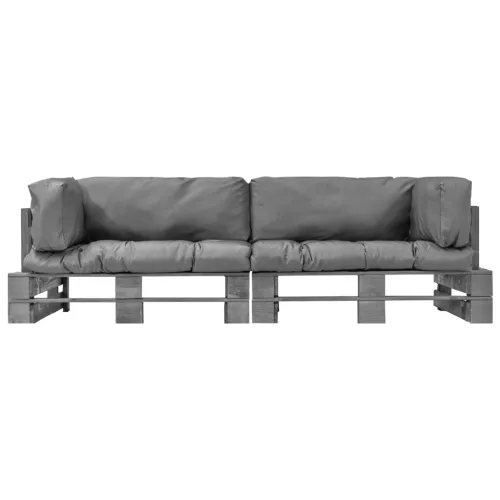 Vrtna garnitura - 2-dijelni set vrtnih sofa od paleta od borovine s jastucima - Siva 2 Cijena