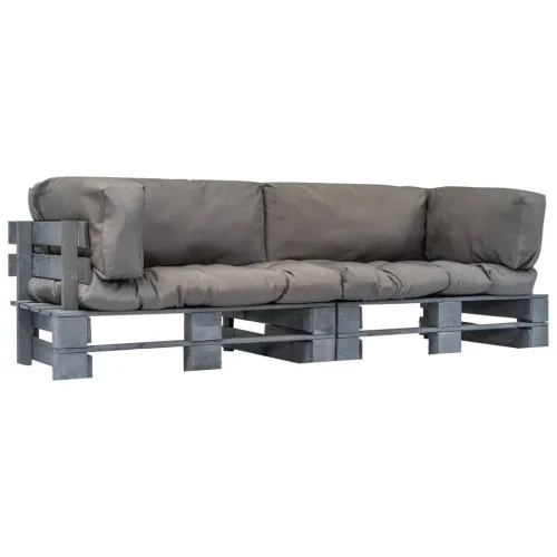 Vrtna garnitura - 2-dijelni set vrtnih sofa od paleta od borovine s jastucima - Siva 2 Cijena