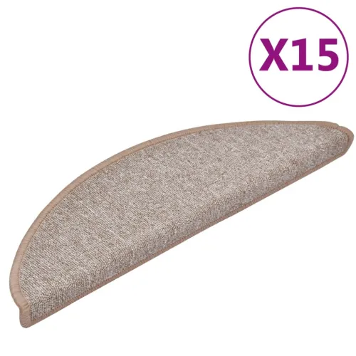 Prostirke za stepenice 15 kom 56x17x3 cm svijetlosmeđe poluokrugle - Svjetlosmeđa 56 x 17 x 3 cm 15 Cijena