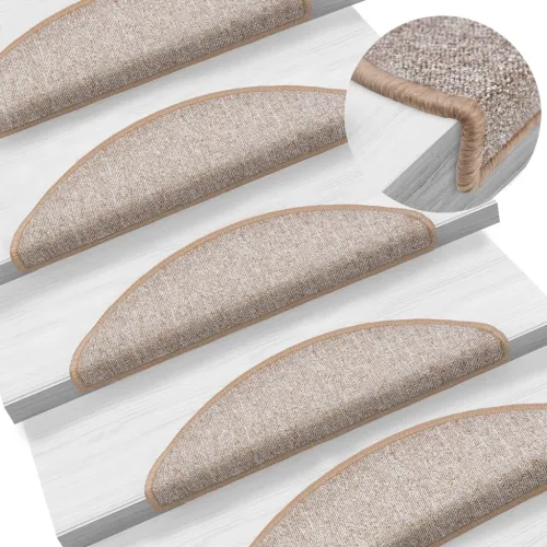 Prostirke za stepenice 15 kom 56x17x3 cm svijetlosmeđe poluokrugle - Svjetlosmeđa 56 x 17 x 3 cm 15 Cijena