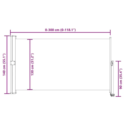 Uvlačiva bočna tenda za terasu 140 x 300 cm siva - Siva 140 x 300 cm Cijena